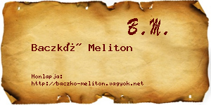 Baczkó Meliton névjegykártya
